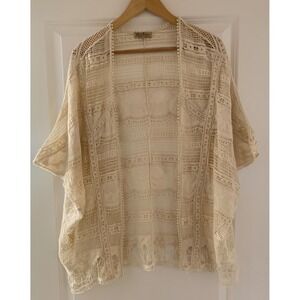 Democracy Cream Colored Drop Shoulder Lace Cardigan Size Medium G016